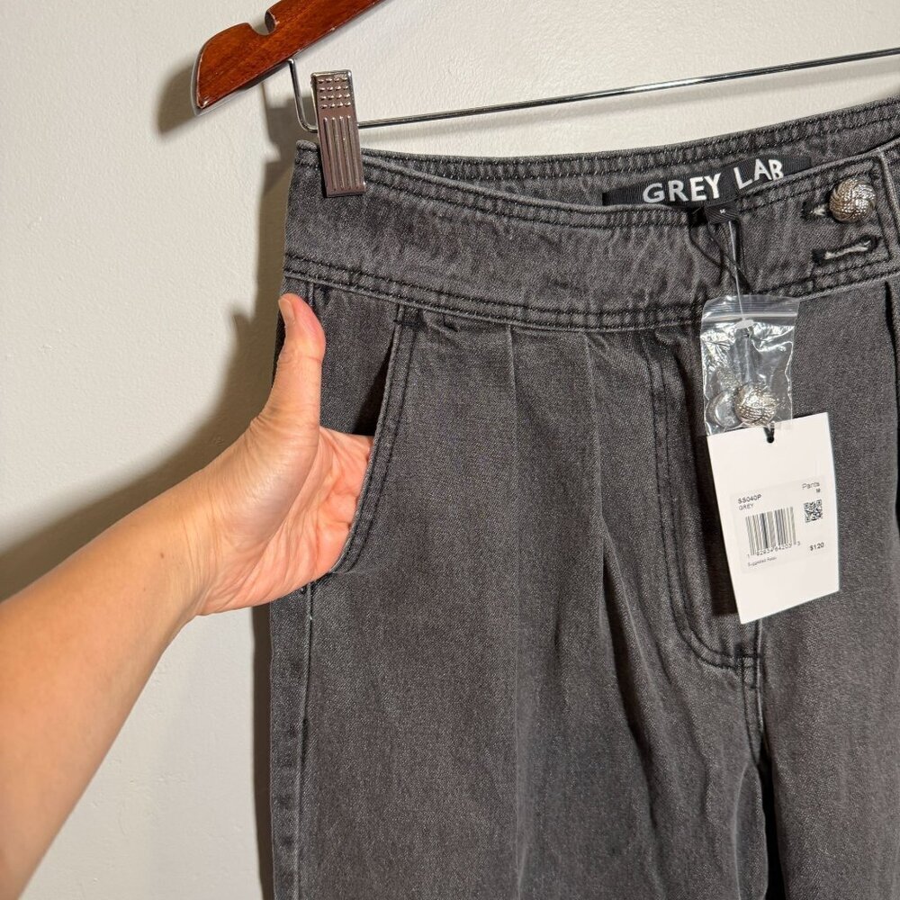 Grey Lab Waist Barrel Leg Denim High Waisted Straight Pants MEDIUM in Gray - Picture 5 of 12